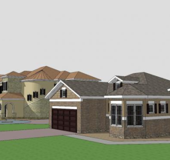 现代乡镇房子建筑SU模型下载_sketchup草图大师SKP模型