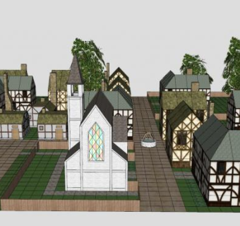 现代居住小区SU模型下载_sketchup草图大师SKP模型