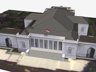 印度尼西亚行政楼SU模型下载_sketchup草图大师SKP模型