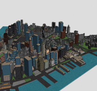 曼哈顿下城区建筑SU模型下载_sketchup草图大师SKP模型
