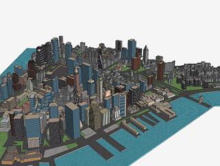 曼哈顿下城区建筑SU模型下载_sketchup草图大师SKP模型
