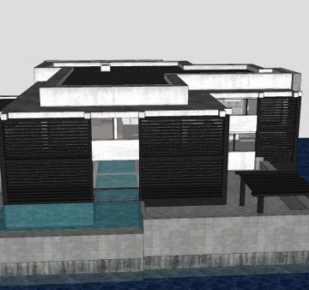 现代住宅户外建筑SU模型下载_sketchup草图大师SKP模型