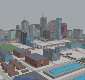 户外城市建筑SU模型下载_sketchup草图大师SKP模型
