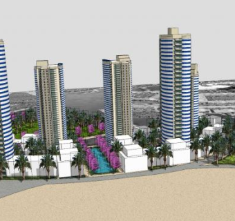 迪拜塔建筑住宅楼SU模型下载_sketchup草图大师SKP模型