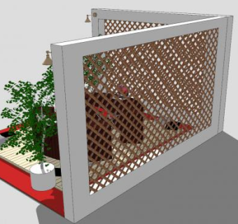 园艺木格栅办公室SU模型下载_sketchup草图大师SKP模型