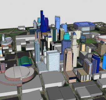 夏洛特市中心建筑SU模型下载_sketchup草图大师SKP模型