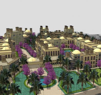 迪拜塔旧城建筑SU模型下载_sketchup草图大师SKP模型