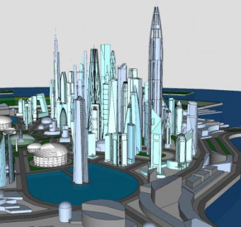 美丽城市建筑SU模型下载_sketchup草图大师SKP模型