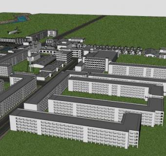 现代诚市小镇建筑SU模型下载_sketchup草图大师SKP模型