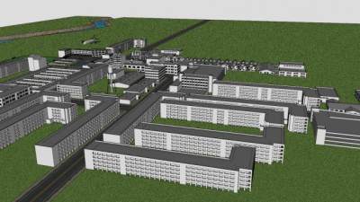 现代诚市小镇建筑SU模型下载_sketchup草图大师SKP模型