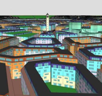 生态城市建筑SU模型下载_sketchup草图大师SKP模型