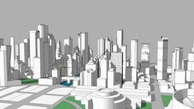 大城市户外城镇建筑SU模型下载_sketchup草图大师SKP模型