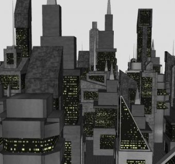 末日之城城市建筑SU模型下载_sketchup草图大师SKP模型