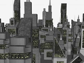 <em>末日</em>之城城市建筑SU模型下载_sketchup草图大师SKP模型