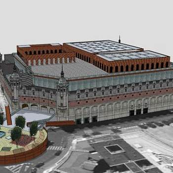 休闲文化建筑SU模型下载_sketchup草图大师SKP模型