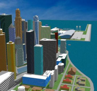 未来大都市户外建筑SU模型下载_sketchup草图大师SKP模型