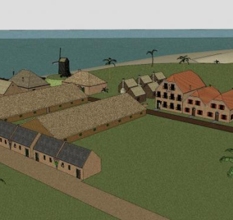 新布伦殖民小镇建筑SU模型下载_sketchup草图大师SKP模型