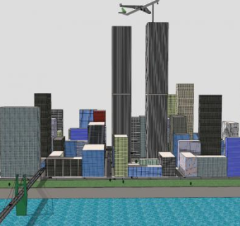 小城市城镇建筑SU模型下载_sketchup草图大师SKP模型