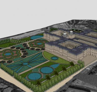马德里皇家宫殿建筑SU模型下载_sketchup草图大师SKP模型