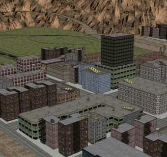 城镇城市水平建筑SU模型下载_sketchup草图大师SKP模型