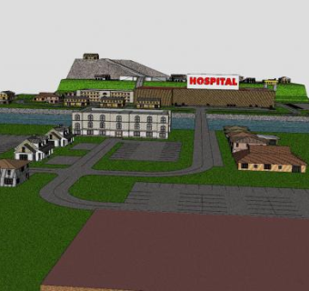现代城镇规划建筑SU模型下载_sketchup草图大师SKP模型