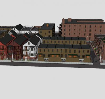 商业旧街区SU模型下载_sketchup草图大师SKP模型