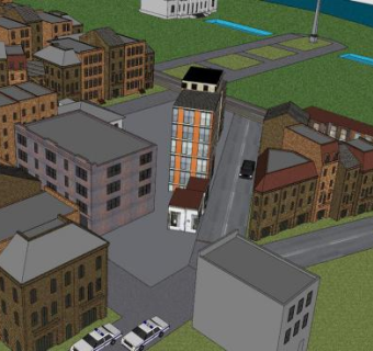 三角形城市建筑SU模型下载_sketchup草图大师SKP模型