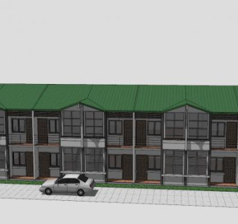 双层公寓建筑SU模型下载_sketchup草图大师SKP模型
