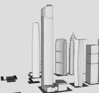 现代广州大楼建筑SU模型下载_sketchup草图大师SKP模型