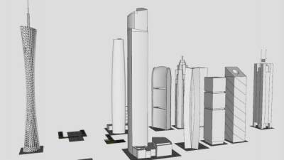 现代广州大楼建筑SU模型下载_sketchup草图大师SKP模型