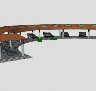 弧形廊道比赛看台SU模型下载_sketchup草图大师SKP模型