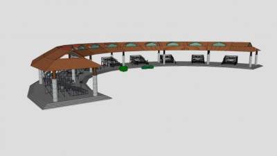 弧形廊道比赛看台SU模型下载_sketchup草图大师SKP模型