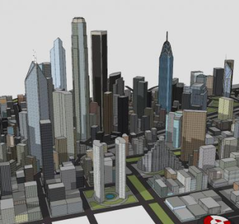 城市建筑中心地区SU模型下载_sketchup草图大师SKP模型