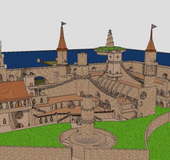 城堡古建筑SU模型下载_sketchup草图大师SKP模型