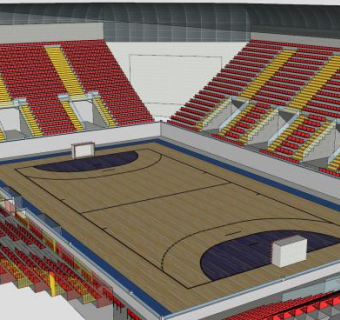 手球竞技场看台SU模型下载_sketchup草图大师SKP模型