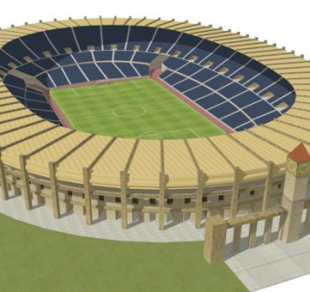 古外观体育场建筑看台SU模型下载_sketchup草图大师SKP模型