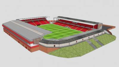 现代体育看台建筑SU模型下载_sketchup草图大师SKP模型