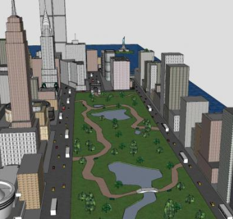 曼哈顿诚市建筑SU模型下载_sketchup草图大师SKP模型