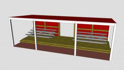 小型廊道双看台SU模型下载_sketchup草图大师SKP模型