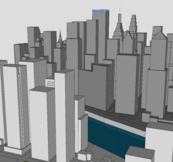 大型城市规划建筑SU模型下载_sketchup草图大师SKP模型