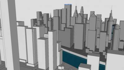 大型城市规划建筑SU模型下载_sketchup草图大师SKP模型