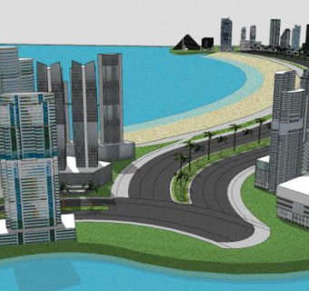 海洋大道酒店住宅SU模型下载_sketchup草图大师SKP模型