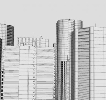 诚市中心建筑街区SU模型下载_sketchup草图大师SKP模型