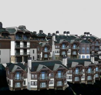 凯悦山庄建筑SU模型下载_sketchup草图大师SKP模型