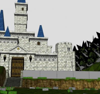 海拉尔城堡建筑SU模型下载_sketchup草图大师SKP模型
