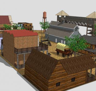 老西部建筑SU模型下载_sketchup草图大师SKP模型