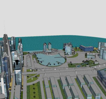 现代大城市建筑SU模型下载_sketchup草图大师SKP模型