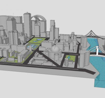 现代大城市规划建筑SU模型下载_sketchup草图大师SKP模型
