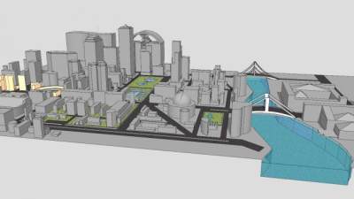 现代大城市规划建筑SU模型下载_sketchup草图大师SKP模型