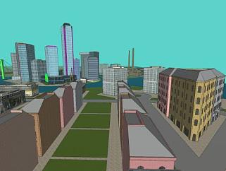 巨大城市<em>规划建筑</em>SU模型下载_sketchup草图大师SKP模型